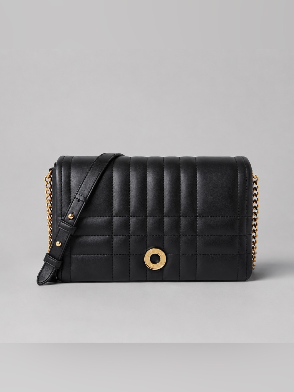 Burberry Black Quilted Leather Crossbody with Gold Chain $2250